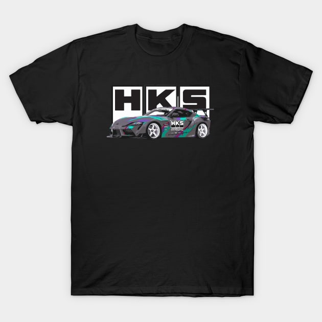 HKS White logo A90 supra Drift Car T-Shirt by cowtown_cowboy